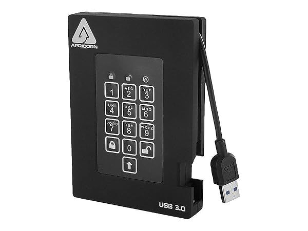 Apricorn 2TB Aegis Padlock Fortress: FIPS 140-2 Encrypted USB 3.0 Hard Drive with PIN Access