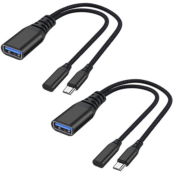 AreMe 2 Pack OTG Cable Adapter for Fire TV Stick 4K & Android Devices - Micro USB to USB OTG (Black)