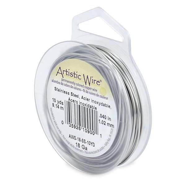 Artistic Wire 18 Gauge Stainless Steel Jewelry Wrapping Wire - 10 Yards for Crafting
