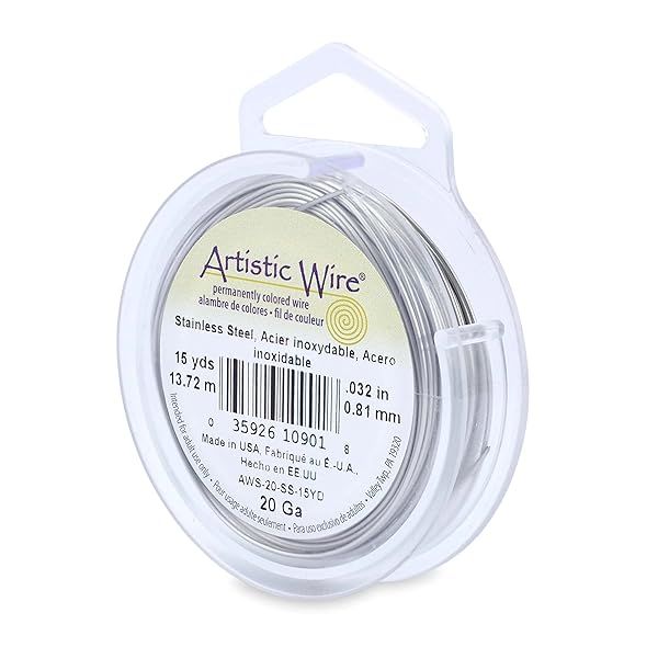 Artistic Wire 20 Gauge Stainless Steel Jewelry Wrapping Wire - 15 Yards for Crafting
