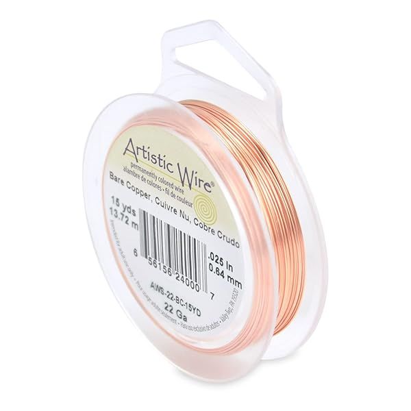 Artistic Wire 22 Gauge Bare Copper Jewelry Wrapping Wire - 15 Yards for Crafting & DIY Projects