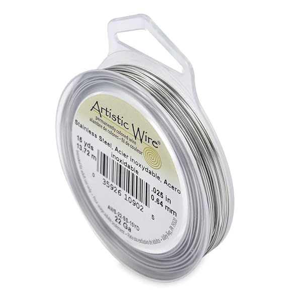 Artistic Wire 22 Gauge Stainless Steel Jewelry Wrapping Wire - 15 Yards for Crafting & DIY Projects