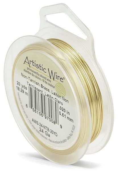 Artistic Wire 24 Gauge Tarnish Resistant Brass Jewelry Wire - 20 Yards Gold Crafting Supply