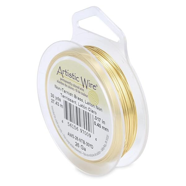 Artistic Wire 26 Gauge Tarnish Resistant Brass Jewelry Wire - Gold Color, 30 Yards for Crafting & Wrapping