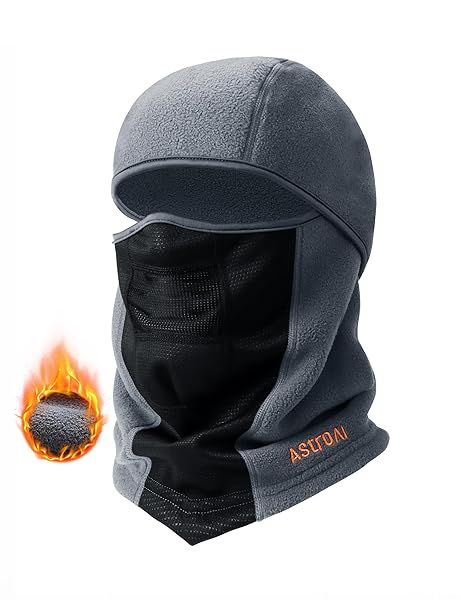 AstroAI Balaclava Ski Mask Winter Fleece Thermal Face Mask for Men Women Windproof Breathable Cold Weather Gear Grey M 21.5-23 Inches