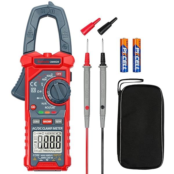AstroAI Digital Clamp Meter Multimeter 4000 Counts Auto-ranging for AC DC Voltage Current Resistance Capacitance Frequency and Continuity Test