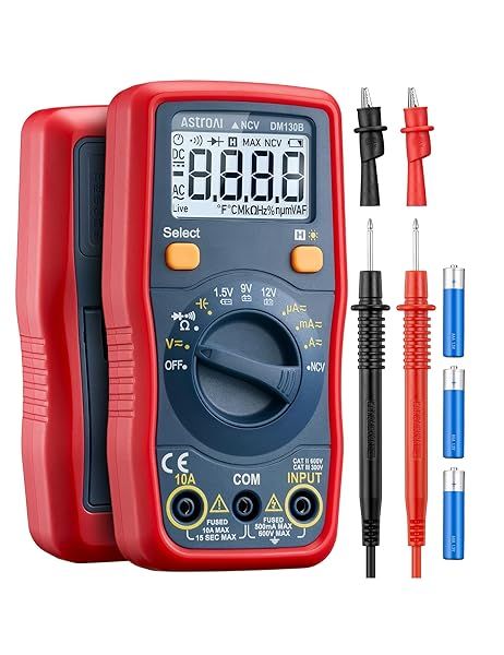 AstroAI Digital Multimeter Auto Ranging Voltmeter Battery Tester Measures Voltage Current Resistance Capacitance with NCV Function