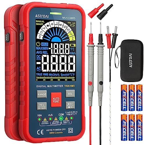 AstroAI Multimeter Tester 10000 Counts TRMS Auto-Ranging Digital Volt Meter with Color LCD for Accurate Voltage Current Resistance Measurement