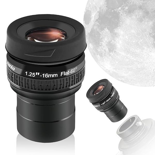 "Astromania 1.25" 16mm Premium Flat Field Eyepiece for Crystal-Clear Images & Flat Image Field"