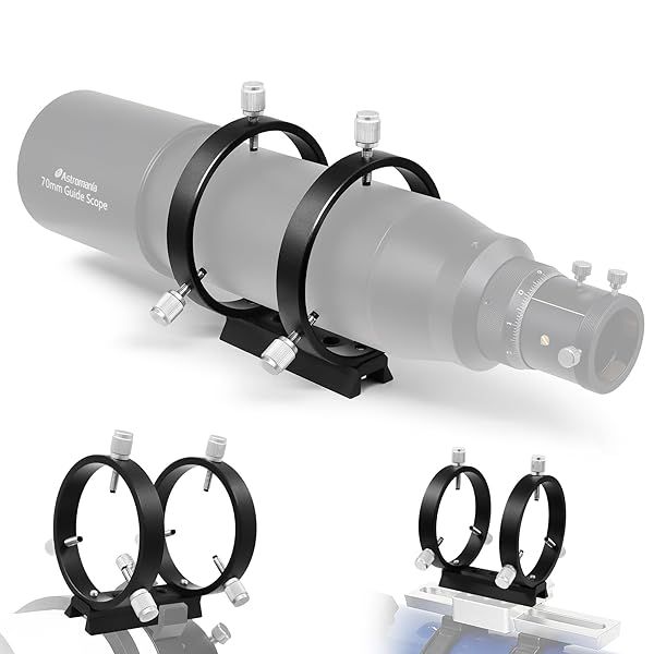 Astromania Adjustable Guiding Scope Ring Set - 90mm Diameter for Telescopes & Finders (63-89mm)