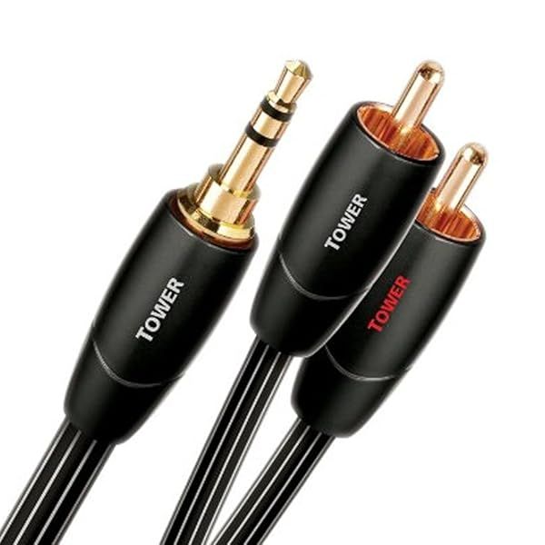 AudioQuest 3m 3.5mm to 2xRCA Audio Cable - High-Quality Copper, Black - Perfect for Home Audio