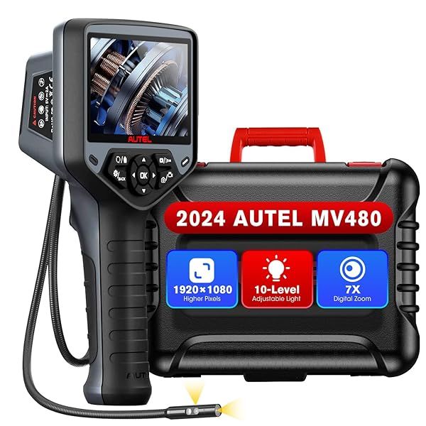 Autel MaxiVideo MV480: 1080P HD Inspection Camera with Dual Cameras, 10-Level LED, 7X Zoom & Audio Annotation