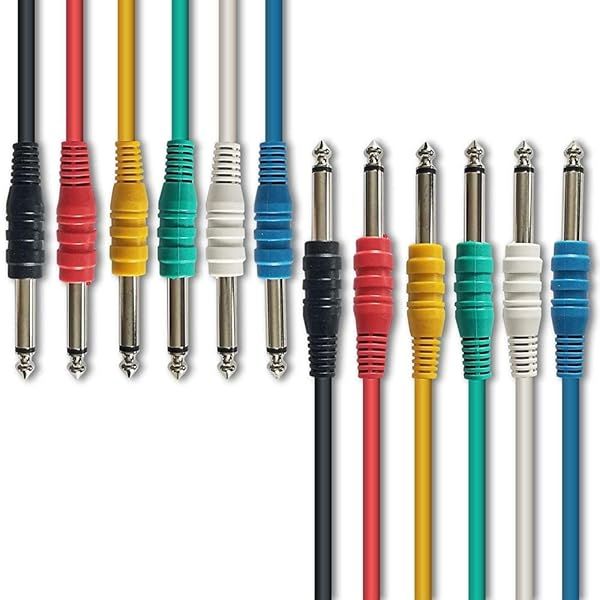 AxcessAbles 1 4 (6.35mm) TS to 1 4 (6.35mm) TS Unbalanced Mono Multi-Color Patch Cables 6 Pack Outboard Gear and Patchbay Studio Cables External