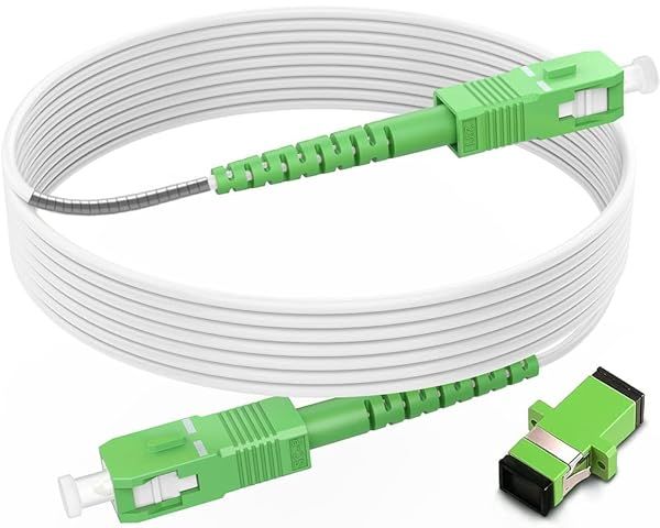 (100ft 30m) Fiber Optic Internet Cable SC APC to SC APC, Armored Fiber Patch Cable, OS2 Single Mode Fiber Optical Patch Cord, Simplex - 9 125um, LSZH