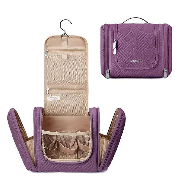 Shop BAGSMART Hanging Travel Toiletry Bag for Women - Purple Medium Organizer for Makeup, Shampoo & Accessories