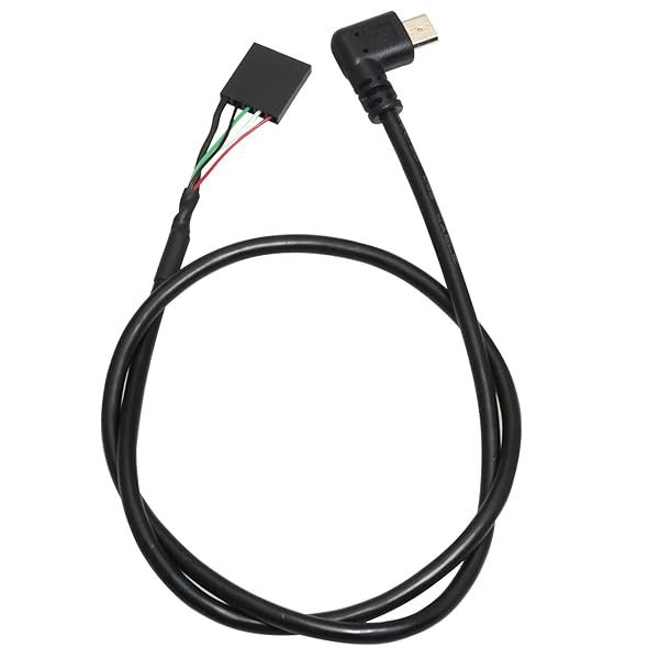 BAIRONG 90 Degree Right Angle Micro USB Male to 5 Pin Motherboard Female Adapter Extended Cable 50CM, Black