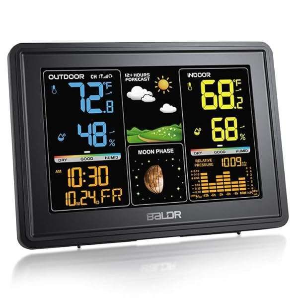 BALDR Weather Station: Digital LCD Thermometer & Humidity Monitor with Moon Phase & Barometric Pressure