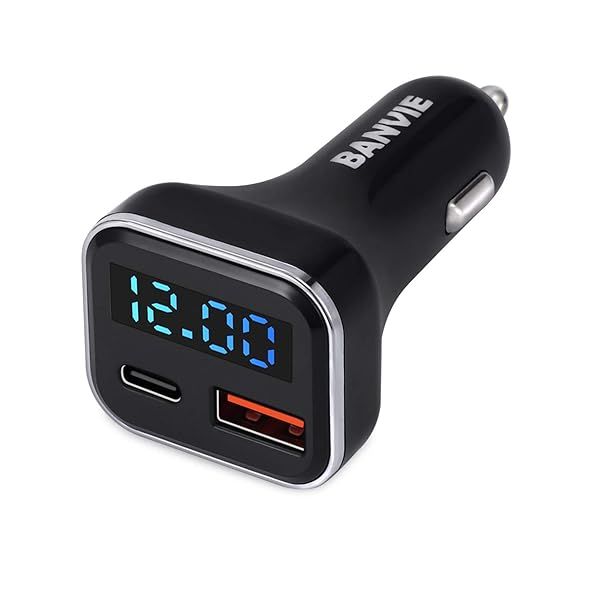 BANVIE 30W USB C Car Charger with LED Display - Fast Charging for iPhone, Samsung, Pixel & More