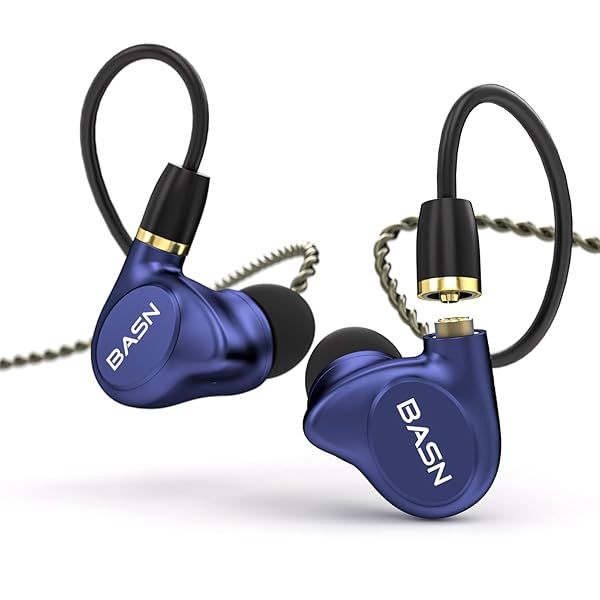 BASN Metalen 4 Drivers In-Ear Monitor Headphones Noise Isolating IEMs Deep Bass for Musicians Singers Drummers Bassists Sapphire Blue