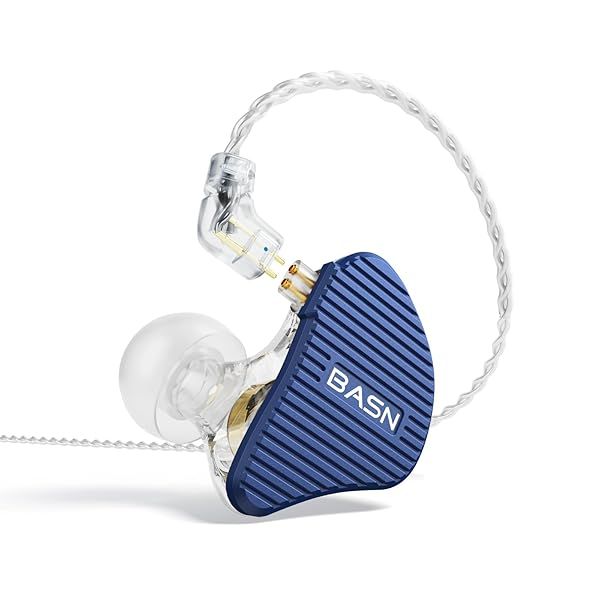 BASN Mix-PD In Ear Monitor HiFi IEM Earphones with Planar and Dynamic Drivers CNC Metal Cover and Detachable Cable for Musicians Blue
