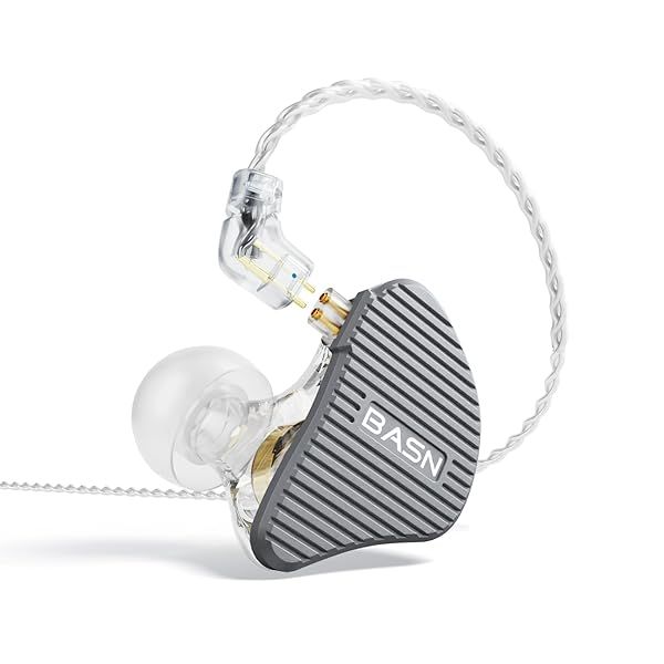 BASN Mix-PD In Ear Monitor HiFi Earphones with Planar and Dynamic Drivers CNC Metal Cover Wired 2-Pin Cable for Musicians Metallic Grey