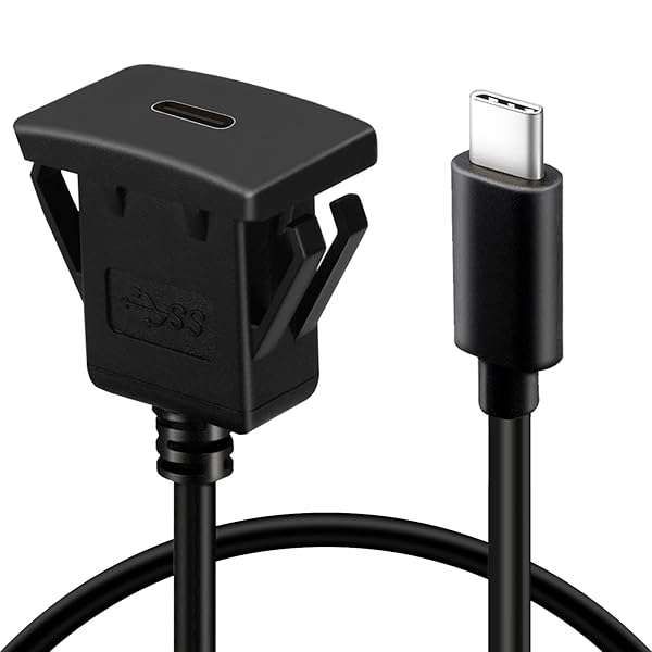 BATIGE 3ft USB C 3.1 Flush Mount Cable for Car, Truck, Boat & Motorcycle - Male to Female Extension