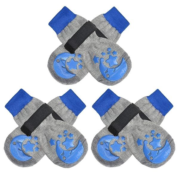 BEAUTYZOO Anti-Slip Dog Socks for All Breeds Paw Protectors for Hot Cold Pavement 3 Pairs Prevent Licking and Protect Hardwood Floors