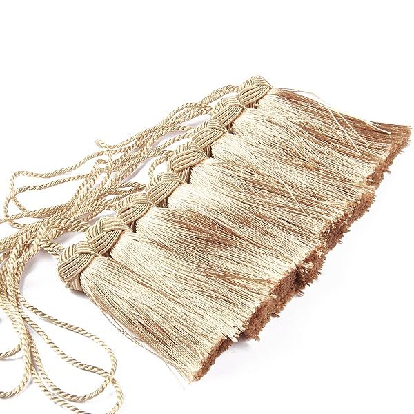 BEL AVENIR 8 Pcs Elegant Polyester Key Tassel Set Colorful Charms for Christmas Tree DIY Craft Garland Wedding Home Party Decorations White