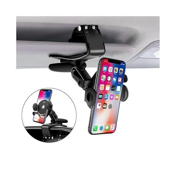 BELOMI Car Phone Holder Mount, Clip On Auto Dashboard, Cell Phone Stand with Parking Number Plate, 360 Degree Rotation One Hand Operation, Compatible