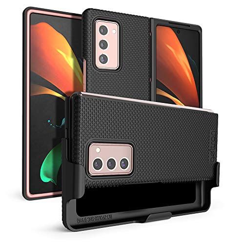 BELTRON Galaxy Z Fold2 5G Case with Clip Snap-On Protective Cover Rotating Belt Holster and Kickstand Black 2020 Model SM-F916
