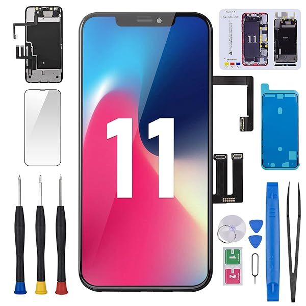 BESJMYT for iPhone 11 Screen Replacement 6.1&amp;quot; with Ear Speaker Sensor Full Assembly Kit 3D Touch LCD Display Digitizer Fix Tools with HD Glass Protector Front Earpiece Screws Repair A2111 A2223 A2221