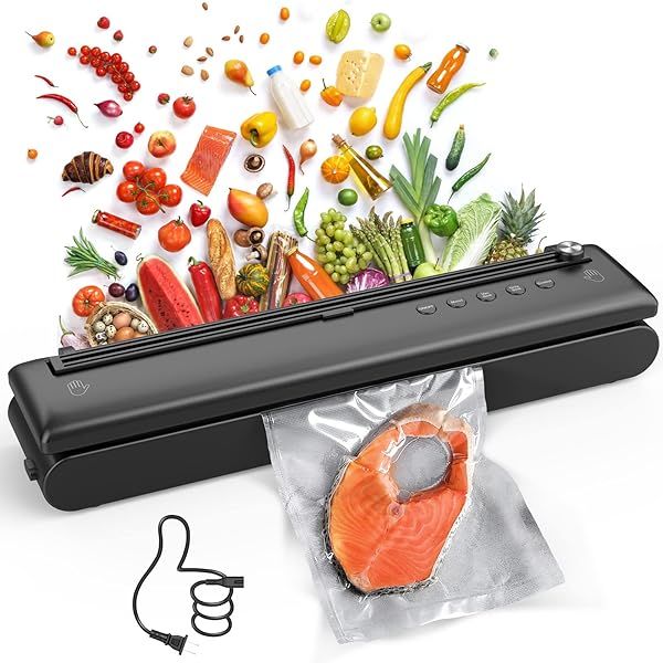BEYUAM Vacuum Sealer Machine 5 in 1 for Food Storage with Cutter Dry and Moist Modes 15 Vacuum Seal Bags and Air Suction Hose