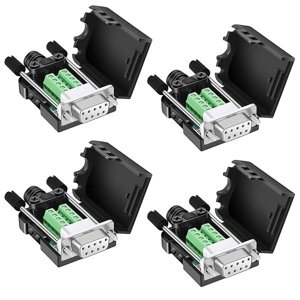 Buy BIFALE DB9 Breakout Connector - 4 Female RS232 D-SUB Serial Adapter with Case & Long Bolts for Easy Solderless Connection