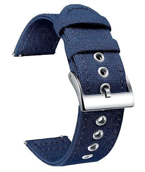 BINLUN Canvas Watch Bands - Quick Release Sail Cloth Straps for 18mm, 20mm, 22mm, 24mm - Stylish Cotton Fabric for Men & Women