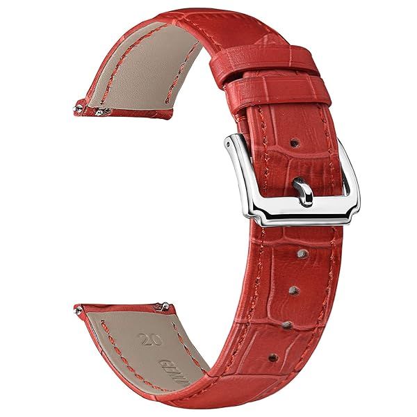 BINLUN Genuine Leather Watch Bands for Men and Women Quick Release Replacement Straps Available in 12 Colors and Multiple Sizes
