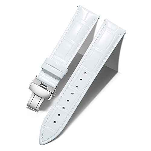 BINLUN Leather Watch Strap Quick Release with Silver Buckle 12mm for Men Women Stylish and Durable Watch Band in White