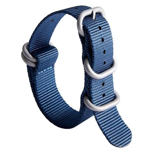 BINLUN Premium Nylon Watch Strap Thick Multicolor Bands for Men Women 18mm to 24mm with Heavy Duty Stainless Steel Buckle Blue Silver
