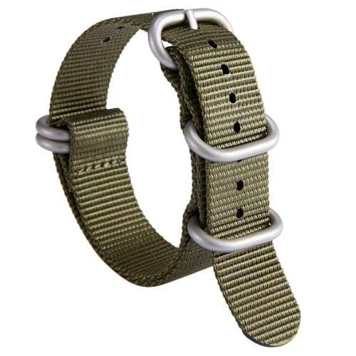 Premium BINLUN Nylon Watch Strap - Thick Multicolor Bands for Men & Women, 18mm-24mm, Military Heavy Duty with Stainless Steel Buckle