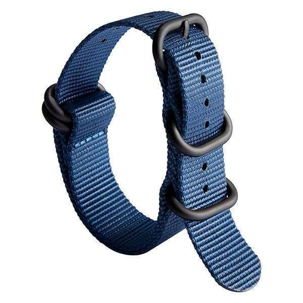 BINLUN Nylon Watch Strap Thick Premium Ballistic Multicolor Bands for Men Women 18mm 19mm 20mm 21mm 22mm 23mm 24mm with Military Heavy Duty 5 Rings Stainless Steel Buckle(BLue-BLack,18mm)