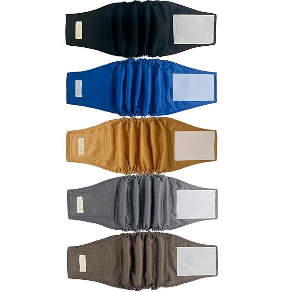 BLIWINPT Reusable Male Dog Diapers High Absorbency Washable Belly Bands 5 Pack for 11 to 14 Inch Waists