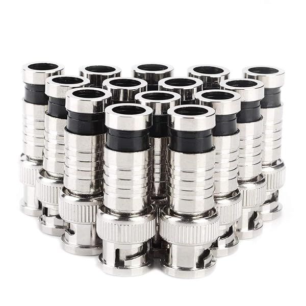 BNC Compression Connector 20PCS RG59 Crimper Video Plug Coaxial Cable Connectors for CCTV Home Security Camera Antenna System