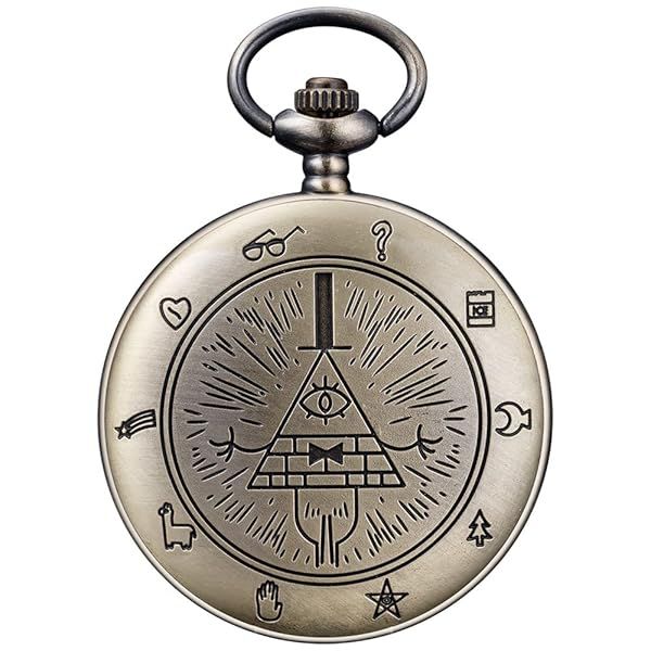 BOSHIYA Gravity Falls Bill Cipher Theme Quartz Pocket Watch Vintage Bronze with Chain Gift Box