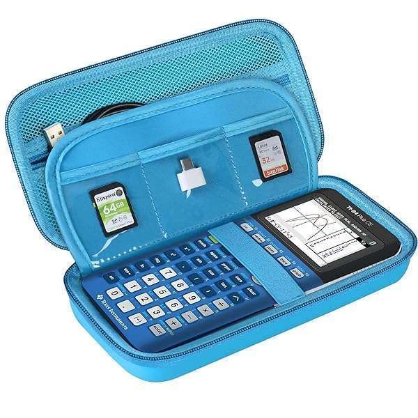 Buy BOVKE Hard Case for TI-84 Plus CE & TI-83 Plus - Extra Pocket for Cables & Charger - Durable Blue Calculator Protection