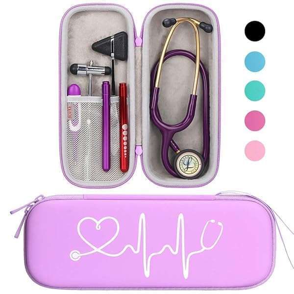 Buy BOVKE Travel Case for 3M Littmann & MDF Stethoscopes - Extra Room for Scissors & LED Penlight, Purple