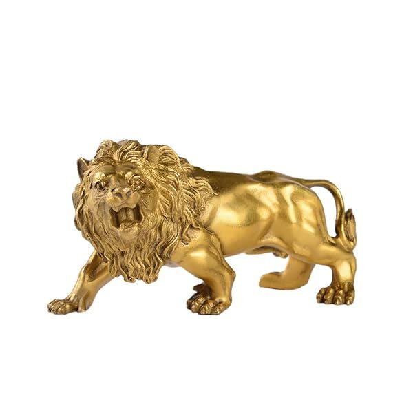 BRABUD Handmade Brass Lion Statue: Feng Shui Home Decor & Perfect Housewarming Gift