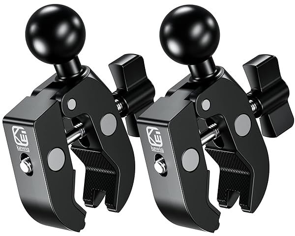 BRCOVAN 2 Pack, 1'' Ball Clamp Mount Base with Aluminum Alloy Tough-Claw, Fit Handlebars and Round Rails 0.5'' to 1.75'' in Diameter, Fit for RAM