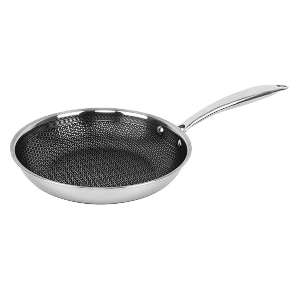 "Brentwood B-FH24 9.5" Non-Stick Stainless Steel Frying Pan - Induction-Ready & 3-Ply Hybrid Design"