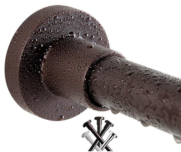 BRIOFOX Matte Bronze Shower Curtain Rod 43-73 Inches - Rust-Free, Non-Slip Spring Tension, Durable Stainless Steel