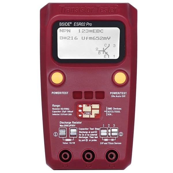 BSIDE ESR02 PRO Digital Transistor SMD Tester Multimeter for Diodes Triodes Capacitance Inductance and ESR Measurement