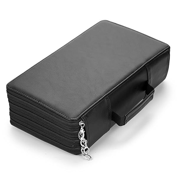 BTSKY 300 Slots Colored Pencil Organizer Deluxe PU Leather Case with Handle for Colored and Watercolor Pencils Large Storage Solution